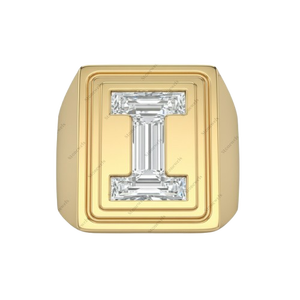 GIA IGI Certified DEF VVS VS Lab Grown Diamond Initial Letter I <b>Ring</b> in Fine Gold Modern <b>Solitaire</b> Jewelry Gift - Product Image 1