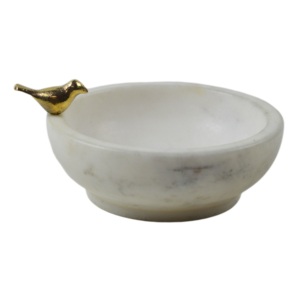 Unique Bowl Marble Bowl With Metal Bird on Its Core Design Beautiful and New Design Natural <b>Stone</b> Fruit Bowls Centerpiece - Product Image 1