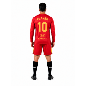 เสื้อผู้รักษาประตูแฮนด์บอลชายแบบคอวี ผ้าโพลีเอสเตอร์อินเตอร์ล็อค 100%  ขอบเอวยางยืด  ชื่อทีม SSM แขนยาว  ชุดแข่ง OEM - Product Image 2