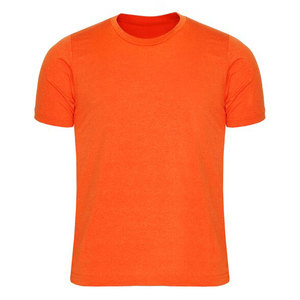 Camiseta de Punto de Manga Corta para Hombre, Color Naranja, Cuello Redondo, Corte Casual, Largo Regular, Diseño Liso Teñido - Product Image 3