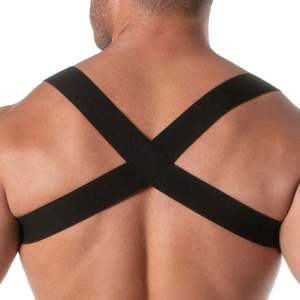 Harnais de poitrine ajustable en fausse fourrure noire pour hommes, style fetish, respirant, grande taille - Product Image 2