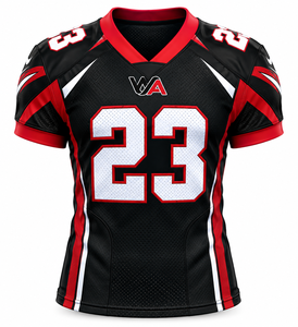 Factory Direct Men's American <b>Football</b> Jersey <b>Black</b> Red <b>White</b> Sublimated V-Neck Short Sleeve Fitted Breathable Mesh OEM - Product Image 1
