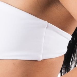 White Women's Strapless Athletic Sports Bra Soft <b>Support</b> <b>Crop</b> <b>Top</b> for Workout Yoga Gym Fitness Training - Product Image 4