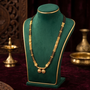 Divyoro Classic Gold Plated Beaded Mangalsutra Necklace for Women Wedding Jewelry Round Design <b>Copper</b> Alloy <b>Chain</b> Hindu - Product Image 4