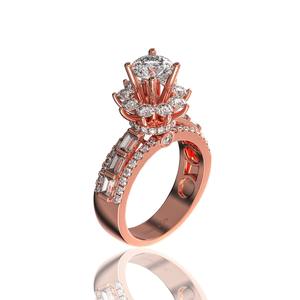 Anillo de Compromiso Glosbe & Co de Alta Calidad con Diamante Natural y Piedra Central de Moissanita de 7.2mm, Joyería al por Mayor de Vietnam - Product Image 2