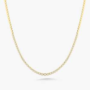 Real Solid Gold Diamond Tennis <b>Necklace</b> Round Brilliant Cut Lab Diamond Unisex Classic Everyday Wear Jewelry OEM ODM Wholesale - Product Image 1