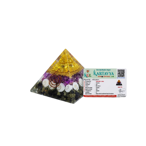 Pirámide de Orgón de Amatista, Decoración de Cristal, Yantra Dorada, Escultura de Piedra Preciosa Pulida para Meditación en el Hogar, Regalo - Product Image 1
