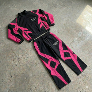 Men's 100% Nylon Streetwear Printed Tracksuits <b>Patchwork</b> Zip <b>Jacket</b> Pant Jogger Gym Sets Custom Color Block Unisex Tracksuits - Product Image 6