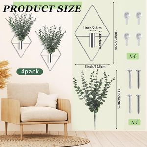 8 Pièces de Vases Suspendus en Métal Géométriques Modernes Style Bohème, Supports Intelligents pour Plantes d'Intérieur, Eucalyptus Artificiel pour Décoration Murale de Salle de Bain - Product Image 6
