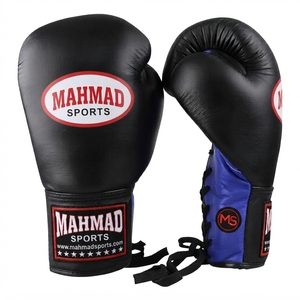 Gants de MMA professionnels en cuir véritable à lacets, noir mat, pour entraînement, sparring, grappling, boxe, Muay Thai, évacuation de l'humidité, extérieur - Product Image 1