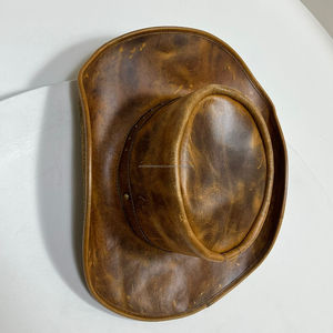 หมวกคาวบอยหนังแท้คุณภาพสูงแบบใหม่ สไตล์ตะวันตก ทรงบุชแฮท ปีกกว้าง ปรับรูปทรงได้ ทนทาน ป้องกันแสงแดด - Product Image 5