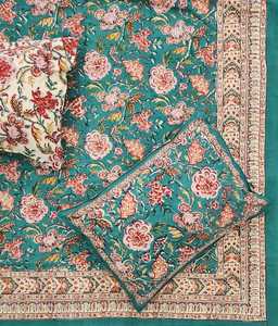 Pure Cotton Bedsheet with Boho Quilt Hand Block Motif Print Soft <b>Bed</b> Cover <b>for</b> Home Decor Available King <b>Double</b> - Product Image 3