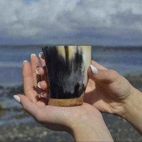 Mug à boire traditionnel en corne naturelle artisanale, réutilisable, portable, motif de Noël, anti-fuite, pour usage domestique
