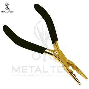 Pince à extensions de cheveux en acier inoxydable METAL TECH MT-HP-236 avec poignée noire, légère et de haute précision pour usage en salon - Product Image 4