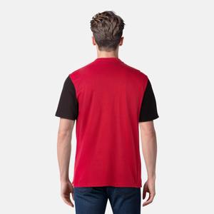 T-shirt personnalisé pour homme, rouge, à blocs de couleur, manches courtes noires, col rond, décontracté, anti-humidité, streetwear - Product Image 2