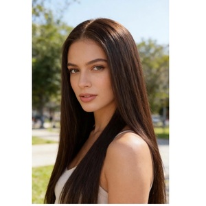 Peluca de cabello humano de alta calidad, lisa, con frente de encaje, para mujeres, de aspecto natural, para uso diario y fiestas, disponible para la venta. - Product Image 1