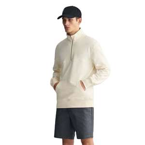 Sweat-shirt classique pour homme, couleur unie, demi-zip, poches kangourou sur le devant, décontracté, manches longues, pull-over, 100% coton - Product Image 1