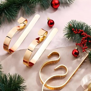 Iron Christmas <b>Stocking</b> <b>Holder</b> Set of 5: Fireplace Mantel Hooks feltsocks - Product Image 3