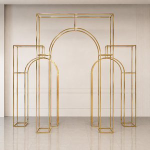 Arche de mariage de luxe en métal doré, support de décoration florale pour scène, événements et cérémonies, idéal pour réceptions - Product Image 2