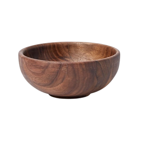 Bol rond en bois avec surface intérieure émaillée florale, finition polie, vaisselle écologique pour servir des salades et des collations - Product Image 5