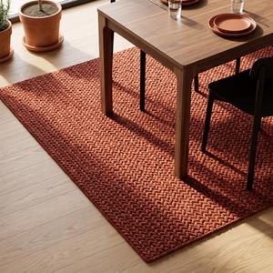 Tapis rustique texturé à boucles, couleur terre cuite riche, tapis tissé artisanal moderne pour la décoration du salon et de la chambre - Product Image 5