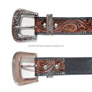 Ceinture d'outillage en cuir véritable usiné à la main de 38mm de large pour hommes avec boucle interchangeable en laiton antique - Product Image 6