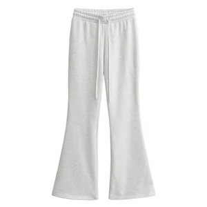 Pantalon de survêtement évasé ample pour femme, en coton tricoté, taille élastique, couleur unie, coupe décontractée, longueur intégrale, haute qualité - Product Image 5