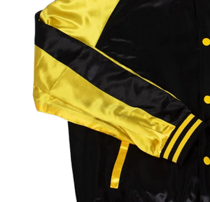 Veste de baseball en satin de qualité supérieure, manches raglan, logo personnalisé, tailles plus grandes, vestes de baseball en satin pour hommes - Product Image 4