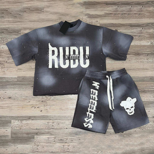 Conjuntos de Camisetas para Hombre con Parches de Diamantes de Imitación Personalizados, Bordados, Sólidos, Transpirables, de Secado Rápido, Casuales, de Verano, con Lavado Ácido y Efecto Desgastado por el Sol - Product Image 6