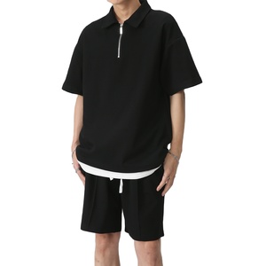 Ensemble de costume décontracté pour homme en coton respirant, taille plus, deux pièces, avec short et manches courtes, personnalisable - Product Image 6