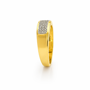 18K Gold Pave Diamond Wedding Band <b>Ring</b> for <b>Men</b> Classic Minimalist Wide Band Polished Finish Engagement Party Daily Wear - Product Image 2