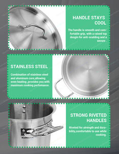 Marmites et casseroles professionnelles en aluminium compatibles induction, légères et lavables au lave-vaisselle - Product Image 4