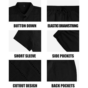 Conjunto de 2 Piezas de Ropa Urbana para Hombre, 100% Algodón, Personalizado, de Alta Calidad, Camiseta de Cuello Alto y Manga Corta, Pantalones Cortos, Tallas Grandes - Product Image 6