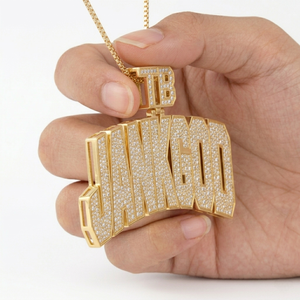 Colgante de Plata de Ley 925 con Moissanita y Nombre Personalizado, Diseño de Doble Capa, Totalmente Engastado, Chapado en Oro, Certificado GRA - Product Image 4