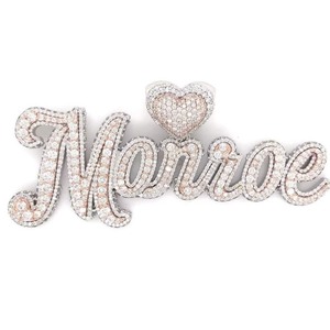 Pendentif Lettre Hip Hop Personnalisé avec Cœur en Moissanite, Argent 925 Plaqué Or Rose, Breloques de Luxe, Pendentif Initiale Personnalisée - Product Image 1