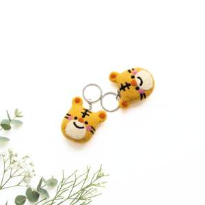 Cute Handmade Felt Tiger Keychain Wool Felt Animal <b>Key</b> <b>Ring</b> Cartoon Tiger <b>Key</b> Holder handmade felt - Product Image 3