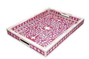 Bandeja de Servir con Incrustaciones de Hueso Hecha a Mano, Bandeja Decorativa de Lujo para Hotel, Restaurante y Hogar, para Mesa de Centro - Product Image 3