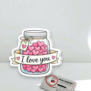 Mini tuiles pour extensions de cils Love Lash, marque privée, en acrylique magnétique, avec logo personnalisé, motif 'I Love You' en pot et plaque cœur, écologiques - Product Image 1