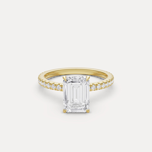 แหวนเพชรแล็บโกรว์ 14k รุ่นฮีโร่ ฮอลโลว์ ประดับเพชรเม็ดเล็กระยิบระยับ ขายดีที่สุด สำหรับผู้หญิง - Product Image 1