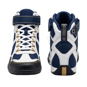 Botas de boxeo blancas de caña alta con correa en el tobillo, calzado de lucha libre, calzado de entrenamiento con cordones, transpirables, para hombre - Product Image 1