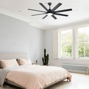 66-Inch Modern LED <b>Ceiling</b> Fan with Dimmable <b>Light</b> 8 ABS Blades Smart Remote Control Reversible DC Motor Black for Home <b>Office</b> - Product Image 6