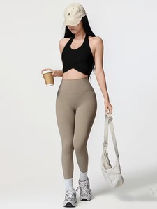Women Backless Halter Sports Bra Front Gathered Knot Gym <b>Crop</b> <b>Top</b> Moisture Wicking Padded Running Athleisure Bralette - Product Image 5