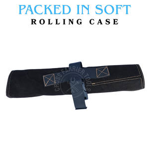 Kit d'outils de fermeur avec pince à sabots rose, pince à clous courbée, tire-clous, marteau de fermeur, râpe, lime, boucle noire et couteau à sabots - Product Image 6