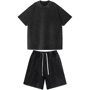 Men's T-Shirt <b>Set</b> New Arrival Breathable Lightweight Summer Casual Custom Size 100% Cotton <b>Knitted</b> Fabric Acid Wash Made - Product Image 3