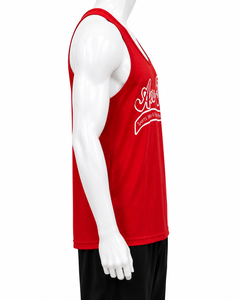 Débardeur sans manches Aero Faster pour homme, rouge, col rond, respirant, séchage rapide, 100% coton, décontracté, sportif, vêtements de fitness, logo sur le devant - Product Image 4