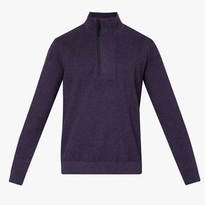 Men's Purple <b>Quarter</b> <b>Zip</b> Knitted <b>Sweater</b> Regular Fit Solid Color Casual Stand Collar Anti-Pilling Acrylic Material Autumn Wear - Product Image 6