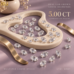 Diamant ovale de 5 carats de qualité supérieure, cultivé en laboratoire, couleur DEF, CVD HPHT |   Pierre précieuse calibrée de qualité supérieure avec options de tailles personnalisées - Product Image 5