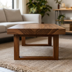 Table basse artisanale en bois de noyer massif, design rustique moderne, pour salon, bureau à domicile, mobilier de salon - Product Image 4