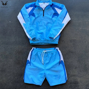 Ensemble short coupe-vent tendance pour homme, nouvelle collection, couleurs contrastées, qualité supérieure, entièrement personnalisable, faible MOQ. - Product Image 5