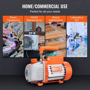 Bomba de Vacío de 1/5 HP, Monofásica, 120V CA, 3.5 CFM para Aire Acondicionado, Entrada Macho SAE de 1/4'', Entrada Macho ACME de 1/2'', Pieza para Sistemas HVAC - Product Image 6